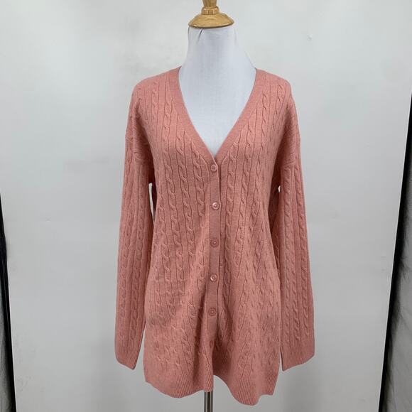 A New Day Cardigan Women S Small Pink Long Sleeve Cable Knit Tunic Button Up - Picture 2 of 12